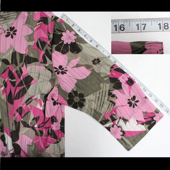Allison Daley Size 16 Floral 3/4 Sleeve Button Down Shirt Blouse or Top - Picture 7 of 12